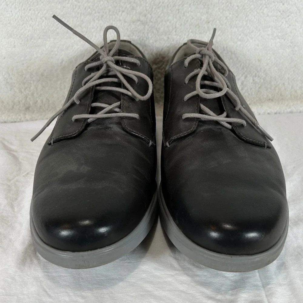 Cole Haan Grand.OS Mens 13M Black Leather Oxford Dress Shoes C28730 Grey Sole